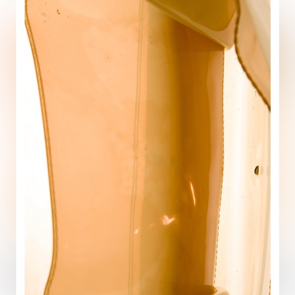 Barry Kieselstein-Cord vintage vinyl pale yellow / brown top handle bag acrylic - Picture 6 of 6